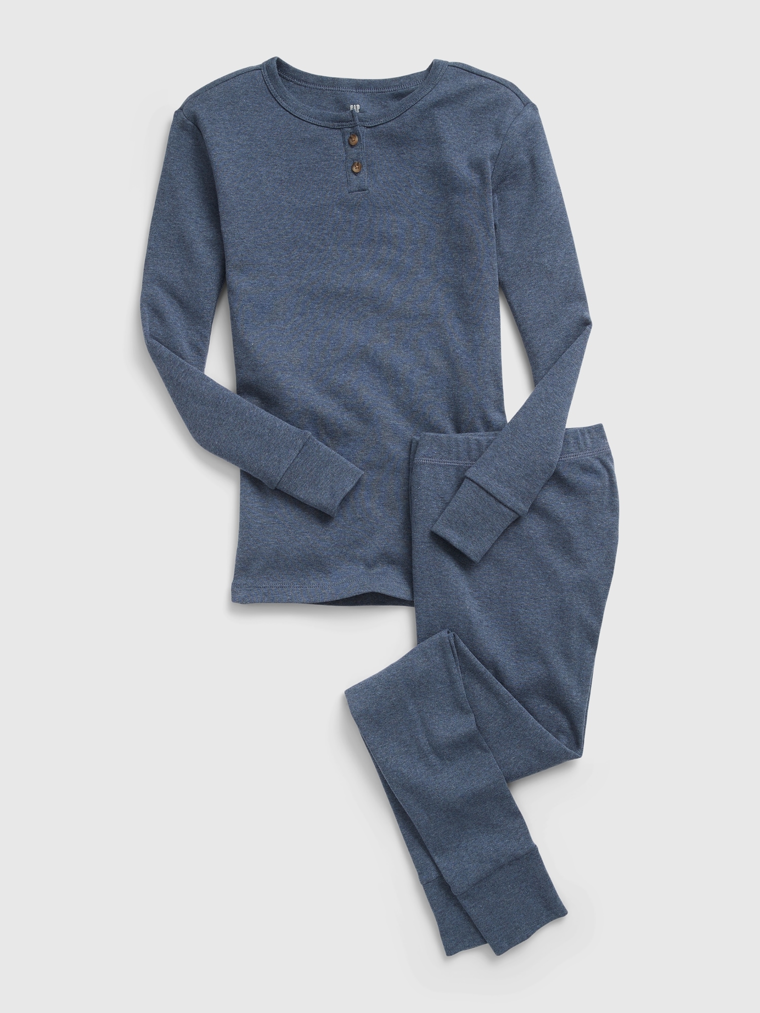 Gap Kids Organic Cotton Henley PJ Set blue. 1