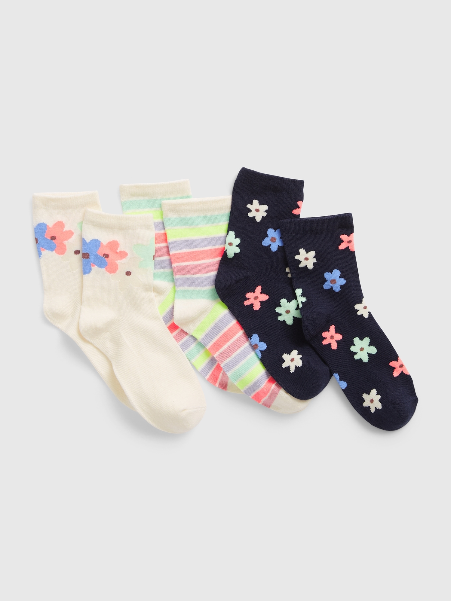 Gap Kids Flower Crew Socks (3-Pack) multi. 1