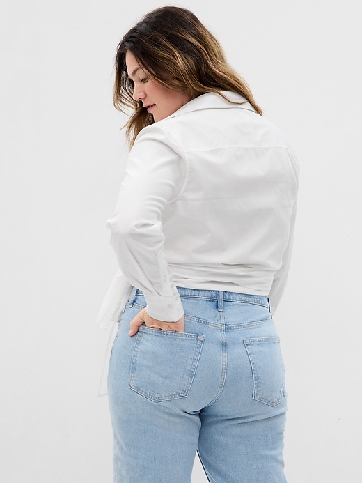 Organic cotton wrap top（white） 100% Organic Cotton Cropped Wrap Shirt | Gap