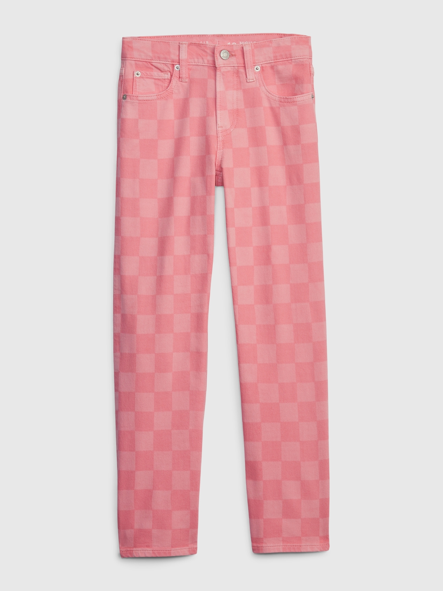 Gap Kids High Rise Checkerboard '90s Loose Jeans with Washwell pink. 1