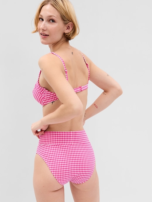 Image number 2 showing, Textured Gingham Crossover Bikini Bottom