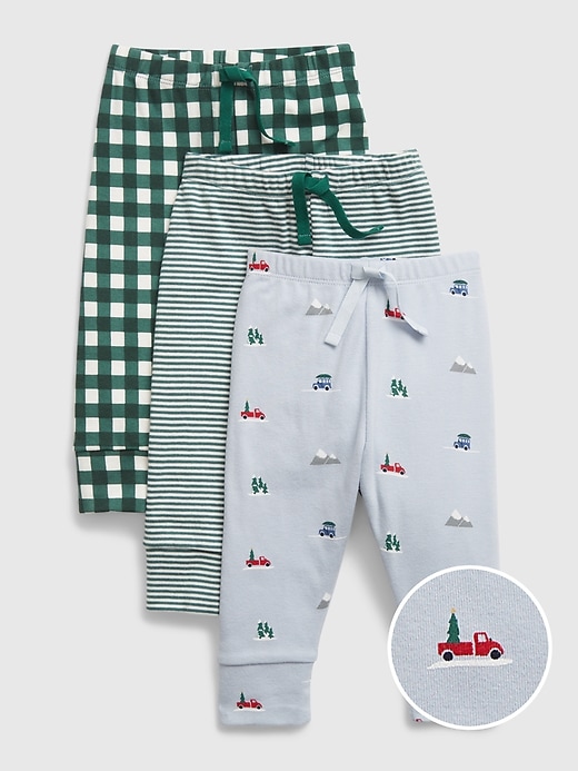 View large product image 1 of 1. Baby 100% Organic Cotton Print Pull-On Pants (3-Pack)