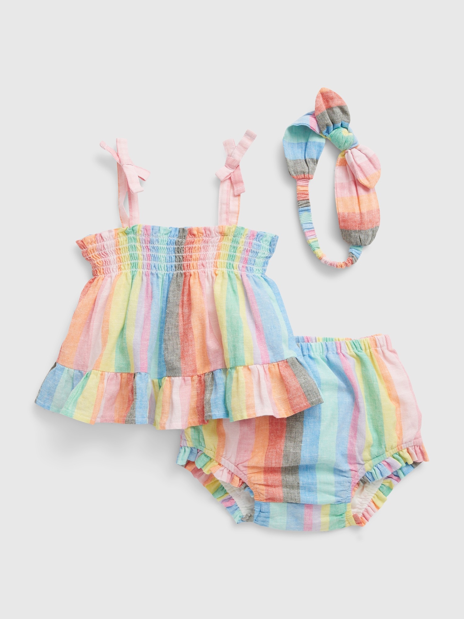 Gap Baby Linen-Cotton Stripe Outfit Set multi. 1
