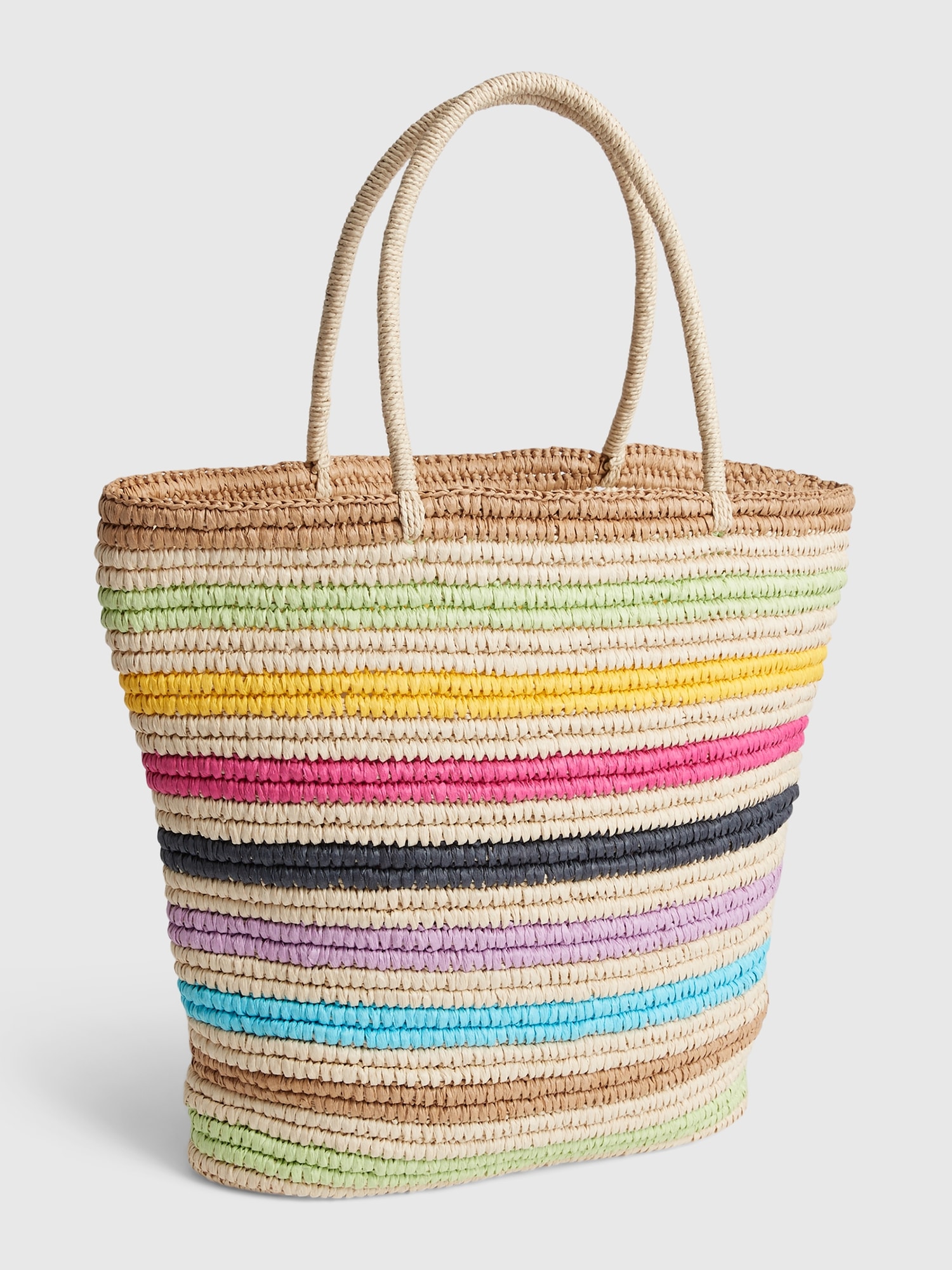 Gap Rainbow Stripe Straw Tote Bag multi. 1