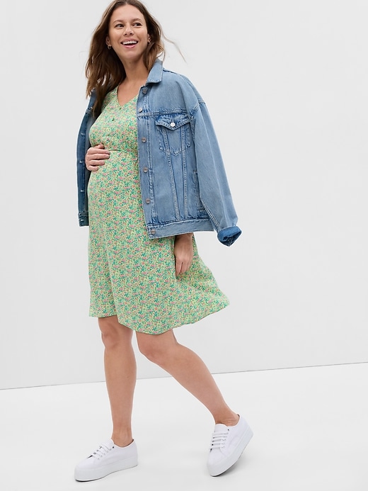 Robe maternité à volant - Lyocell bleu denim - Rose Maternité | Mlle et