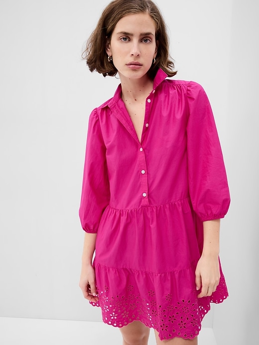 View large product image 1 of 1. Puff Sleeve Shirtdress