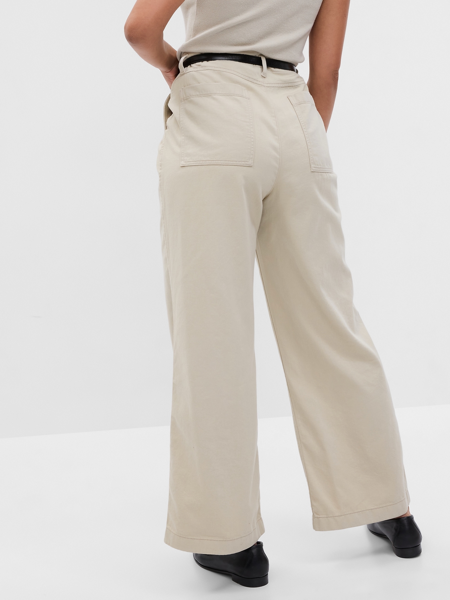 Twill Wide-Leg Khakis