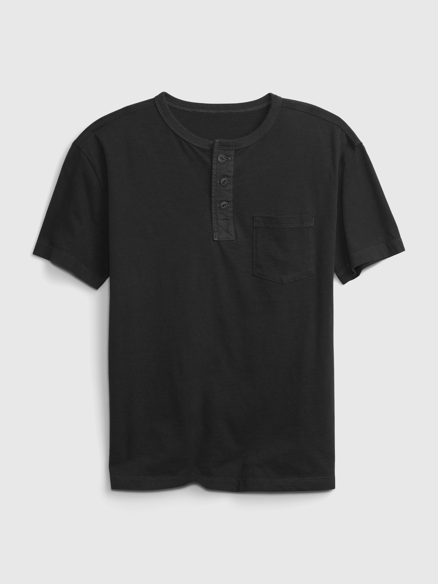 Gap Kids Pocket Henley T-Shirt black. 1