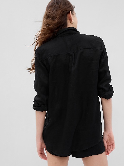View large product image 2 of 2. Linen Boyfriend Shirt