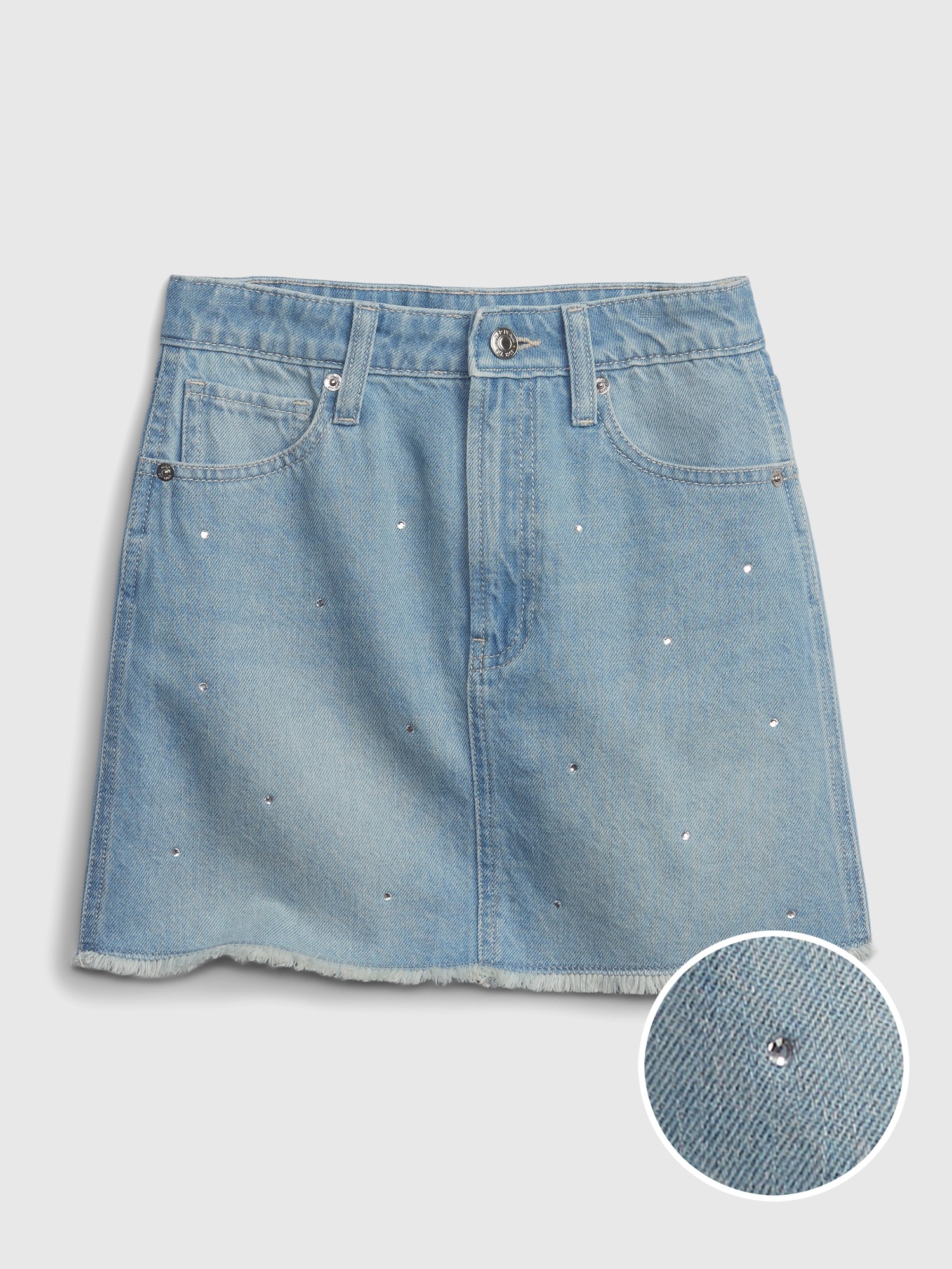 Gap Kids High Rise Rhinestone Denim Skirt blue. 1