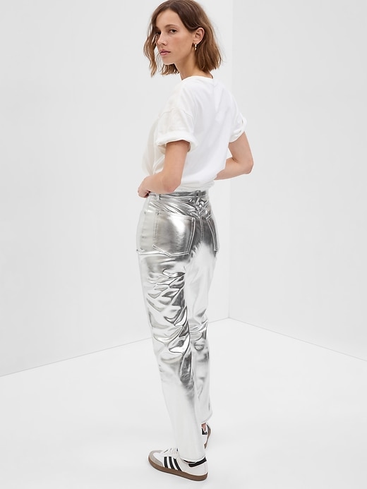 Image number 2 showing, High Rise Vegan Leather Cheeky Straight Pants