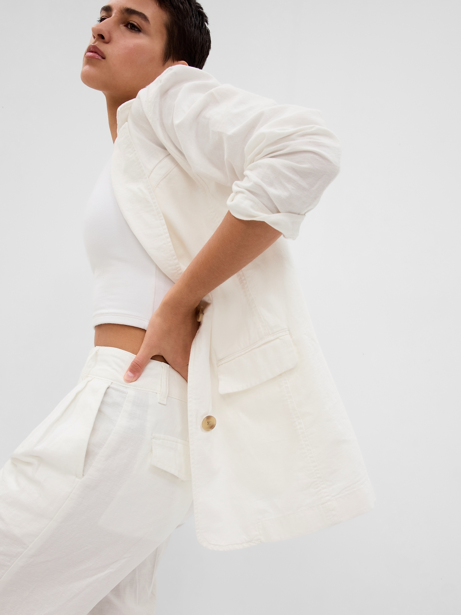 Linen-Cotton Blazer | Gap