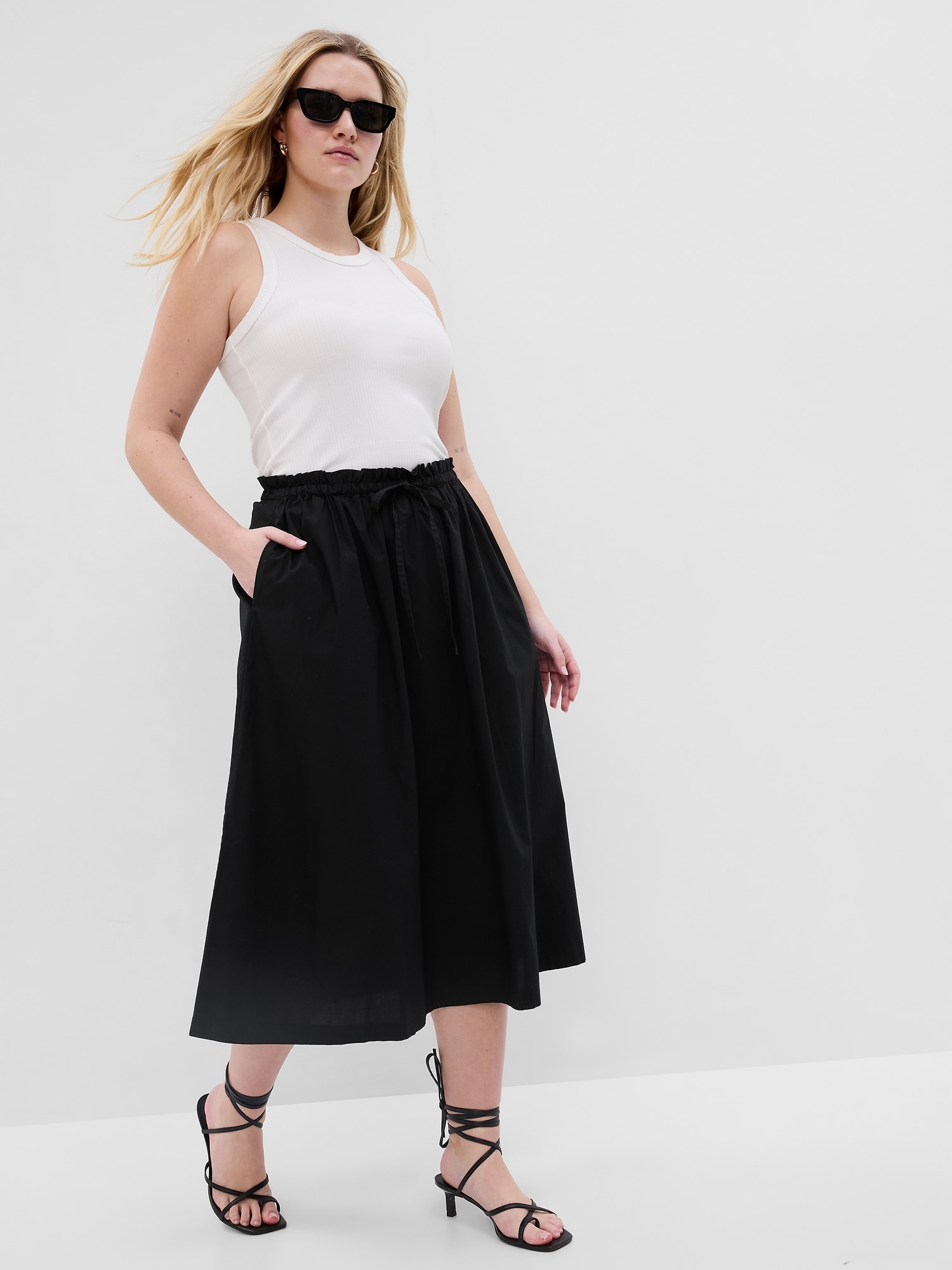 Paperbag Pull-On Midi Skirt | Gap