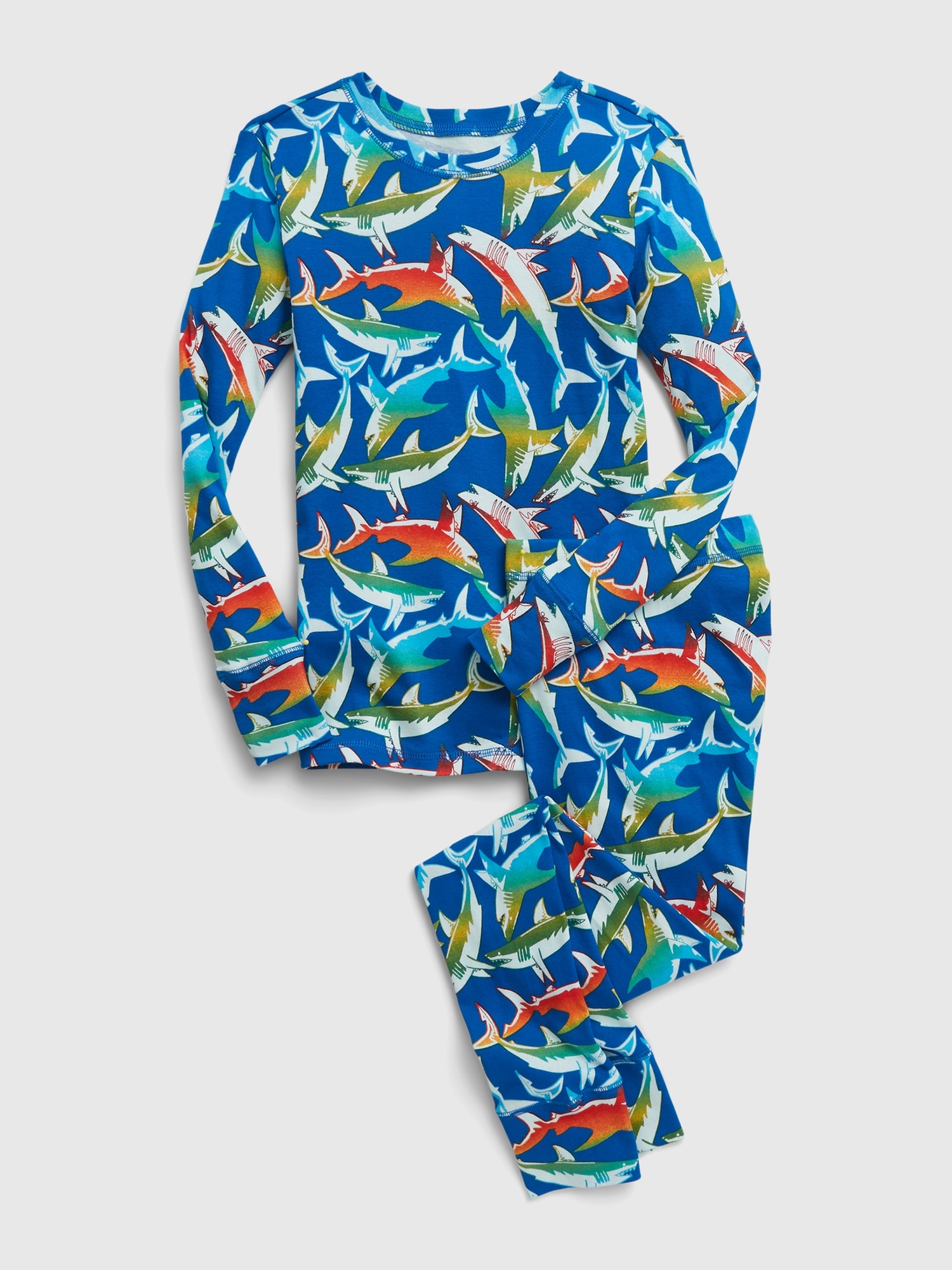 Gap Kids 100% Organic Cotton Shark PJ Set blue. 1