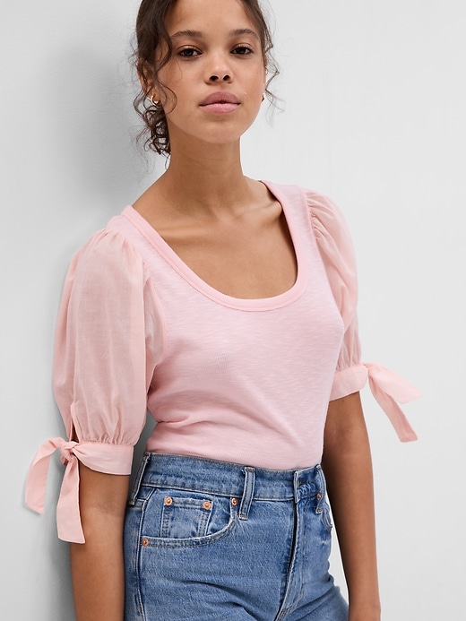Image number 9 showing, Essential Rib Puff Sleeve Top