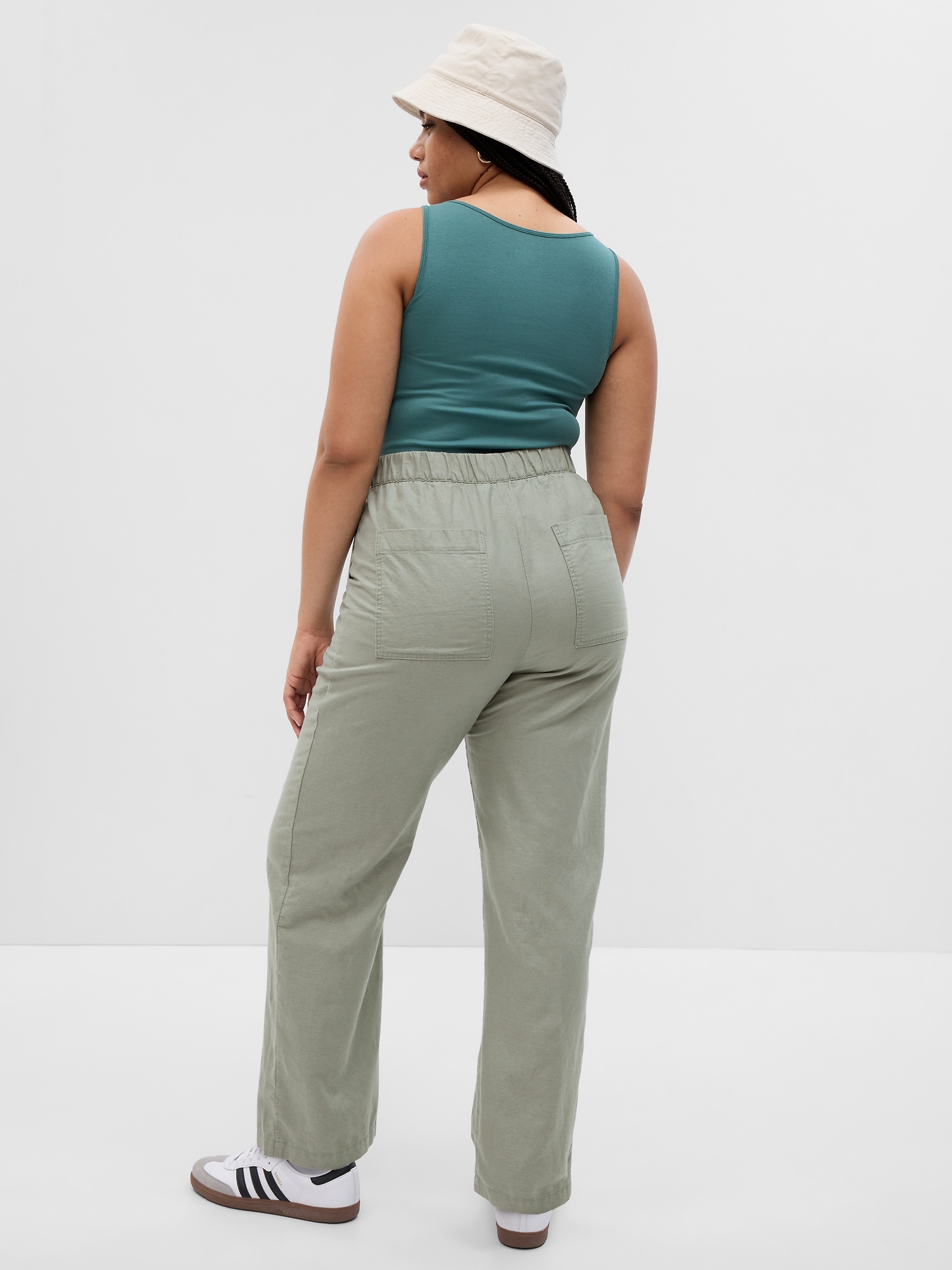 NWT Womens Size 8 GAP High Rise Wide-Leg Pants in Linen-Cotton