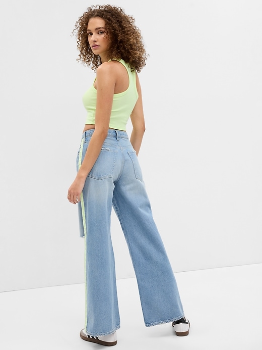 View large product image 2 of 4. Low Rise Side Stripe Wide Baggy Jeans