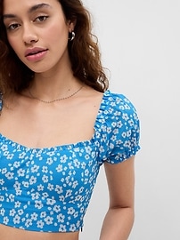 Image number 3 showing, Organic Cotton Puff Sleeve Crop Top