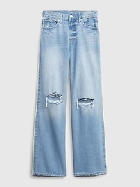 View large product image 4 of 4. Low Rise Side Stripe Wide Baggy Jeans