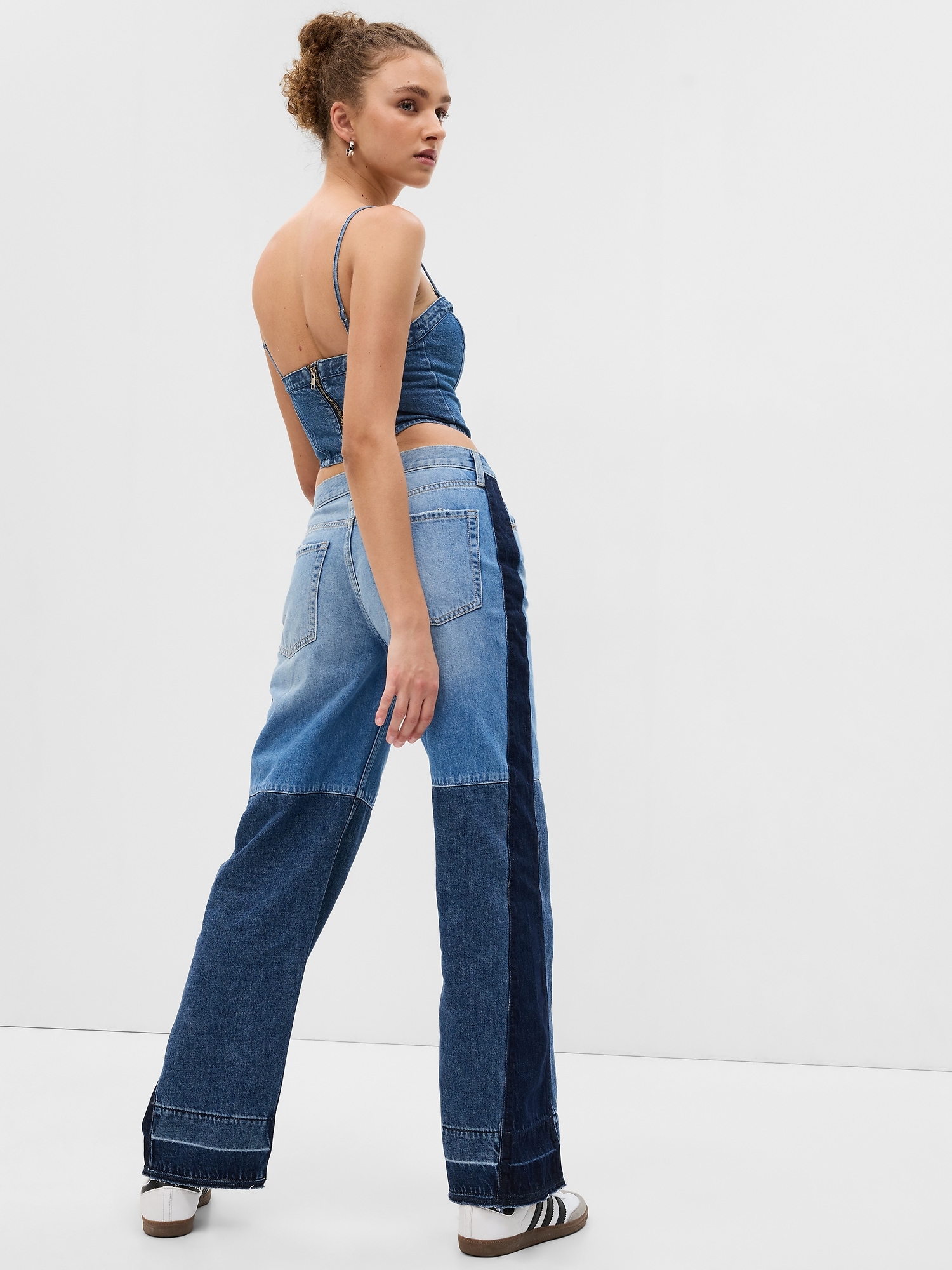 Low Rise Patchwork Baggy Jeans