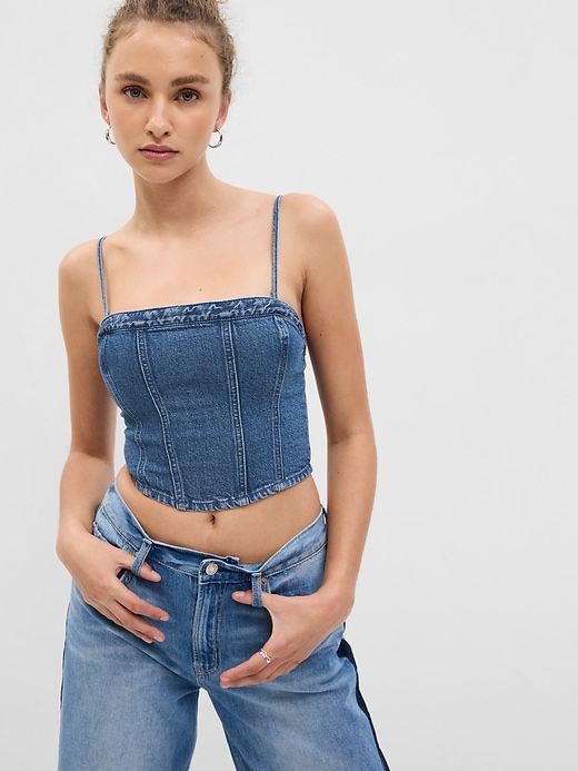 View large product image 1 of 4. Denim Corset Top