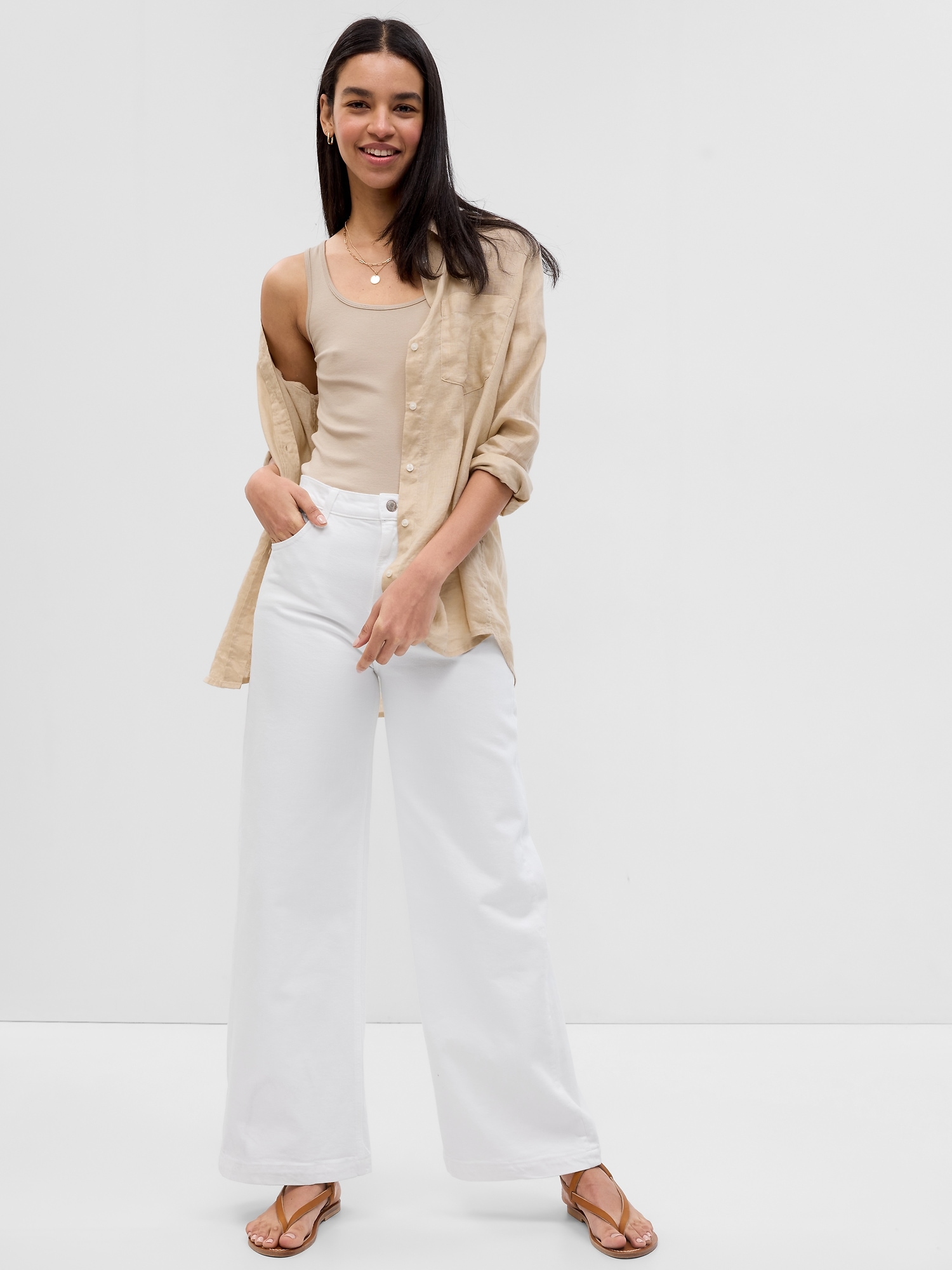Buy Gap White Crinkle Gauze Wide Leg Cotton Trousers from the Next UK  online shop