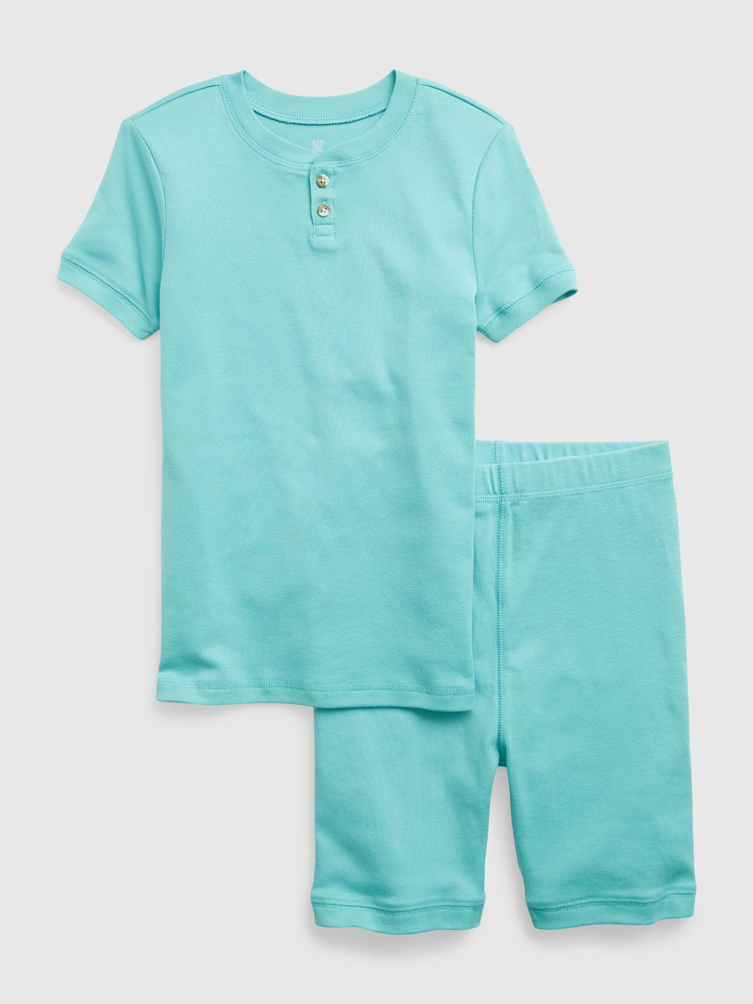 Gap Kids 100% Organic Cotton Henley PJ Shorts Set blue. 1