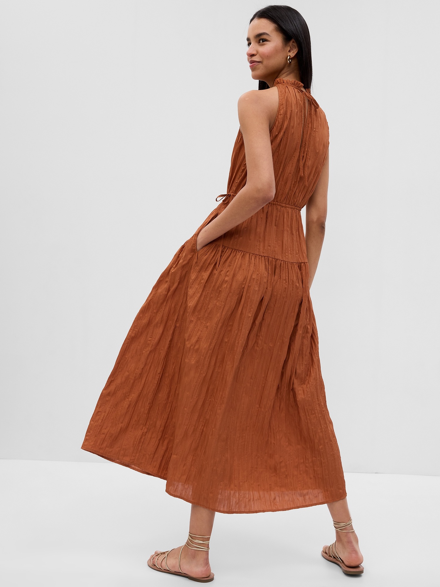 Satin High Neck Midi Dress Gap