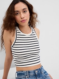 View large product image 3 of 4. Cropped Stripe Rib Tank Top