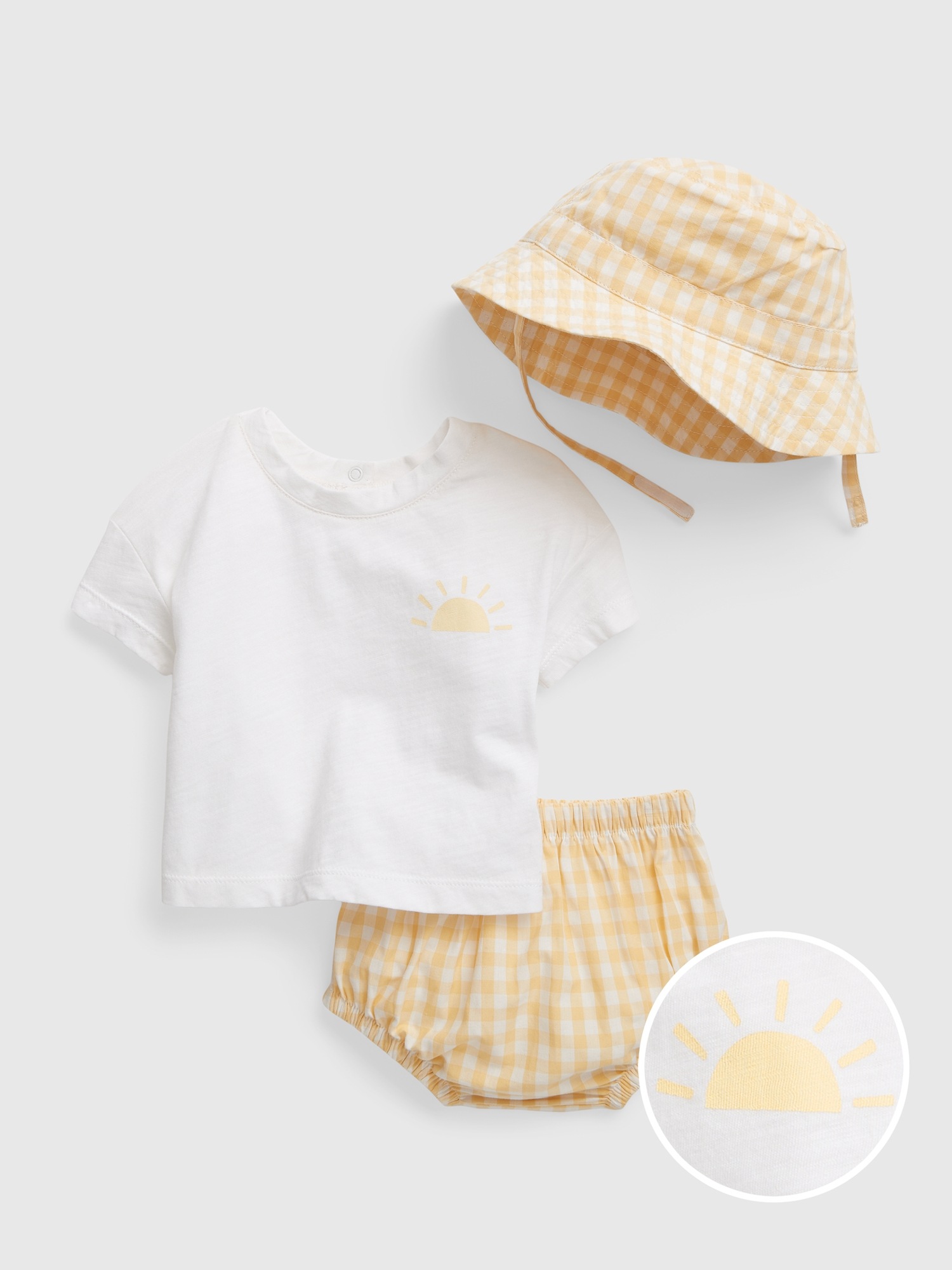 Gap Baby Gingham Three-Piece Outfit Set yellow. 1