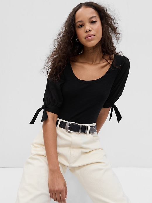 Image number 5 showing, Essential Rib Puff Sleeve Top