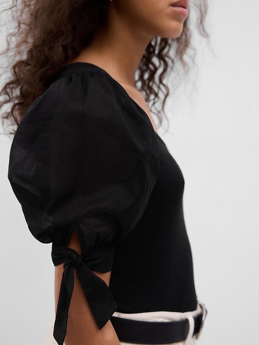Image number 3 showing, Essential Rib Puff Sleeve Top