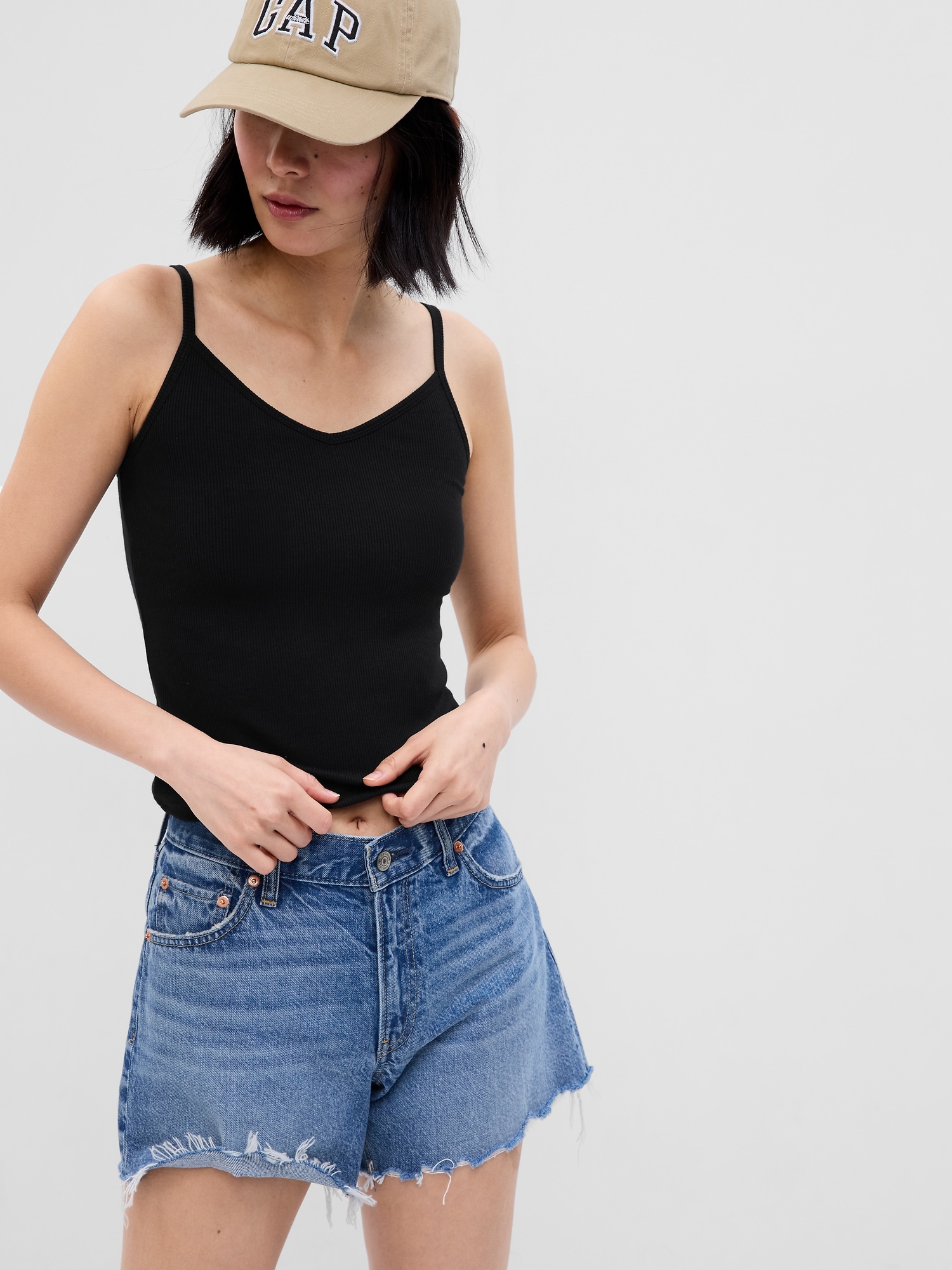Mini Rib Cropped Tank Top with ShelfBra Gap