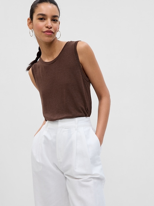 Image number 5 showing, Linen-Blend Shell Tank Top