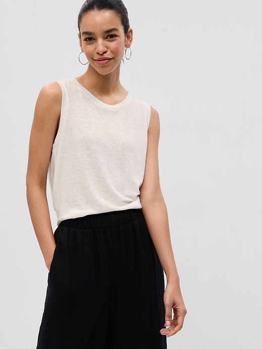Image number 6 showing, Linen-Blend Shell Tank Top