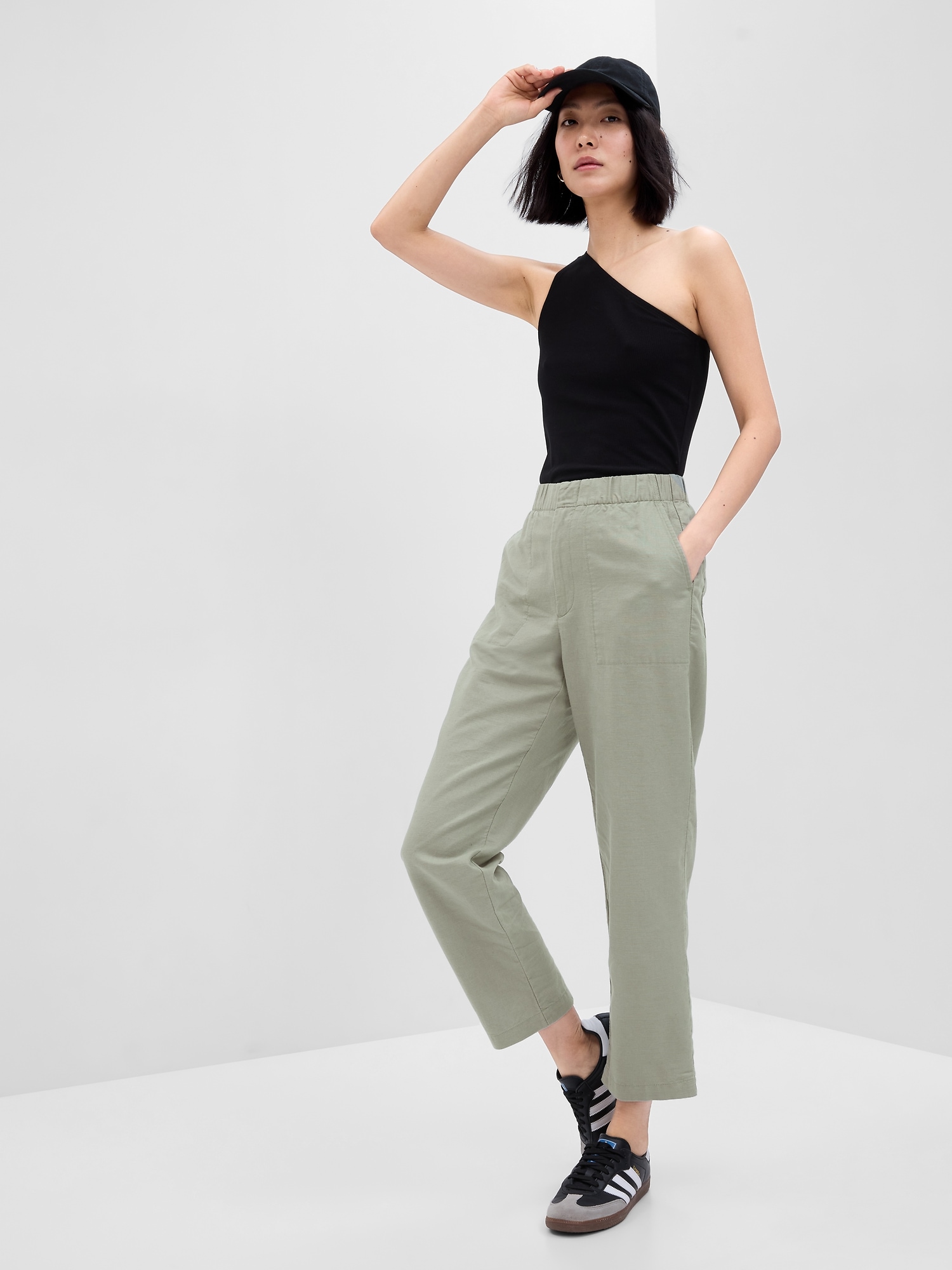 Linen-Cotton Pull-On Pants