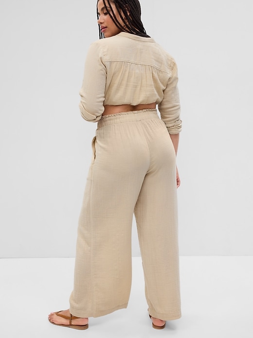 Palette Women's Wide-Leg Gauze Pants (Large, Stripe)