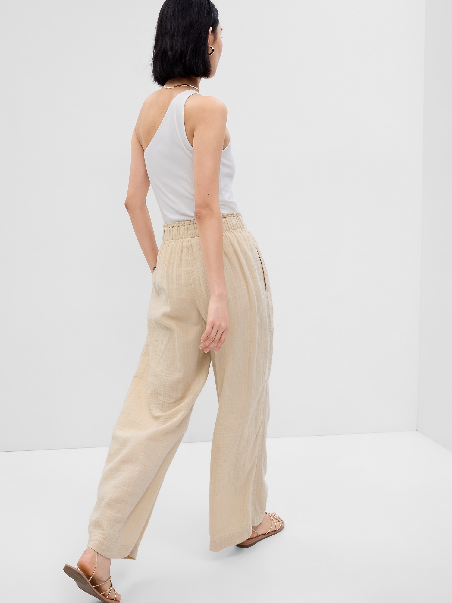 Crinkle Gauze WideLeg Pants Gap