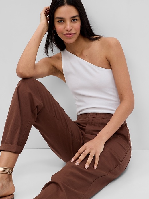 Image number 3 showing, Linen-Cotton Pull-On Pants