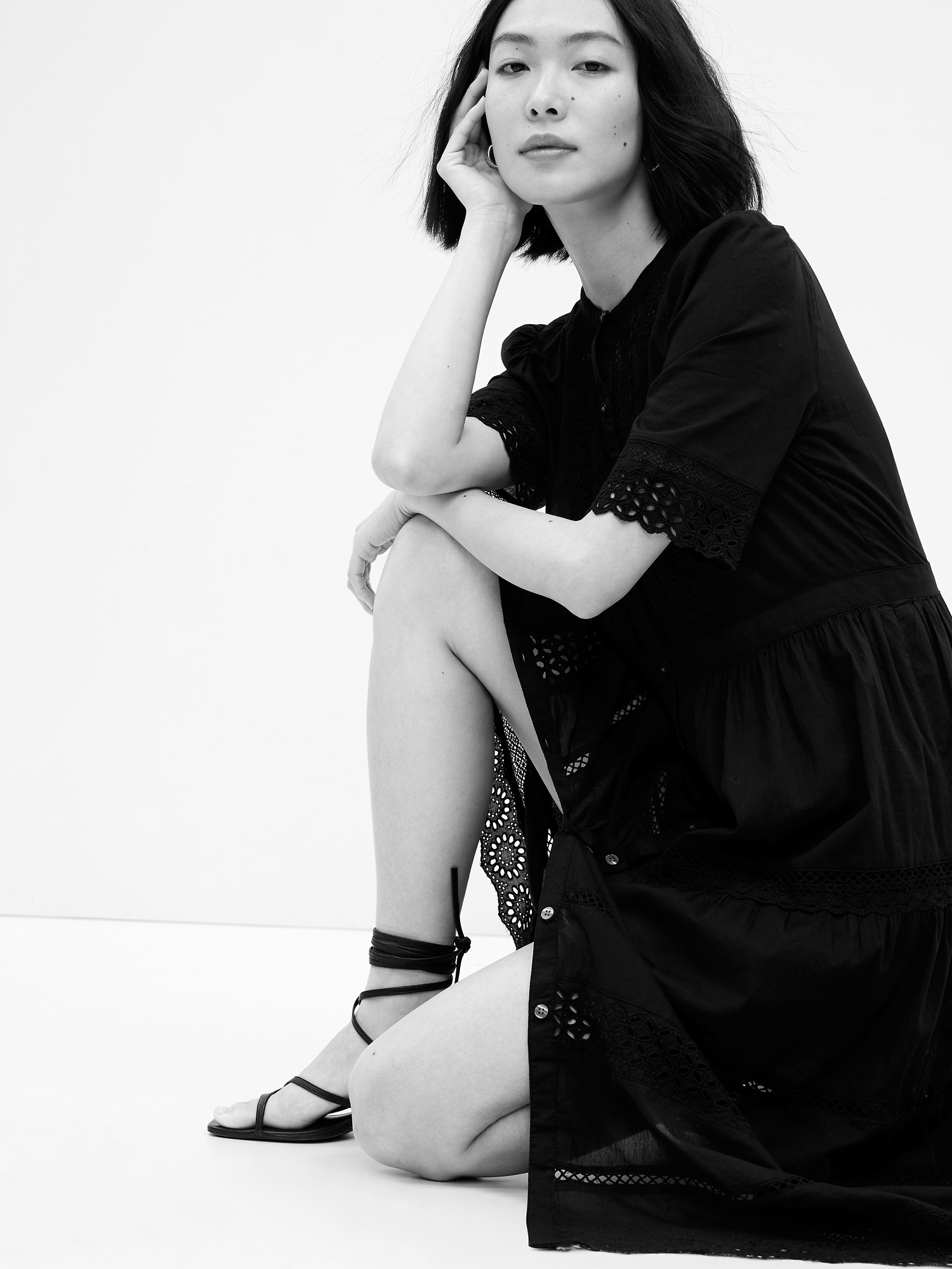 Lace ButtonUp Midi Dress Gap