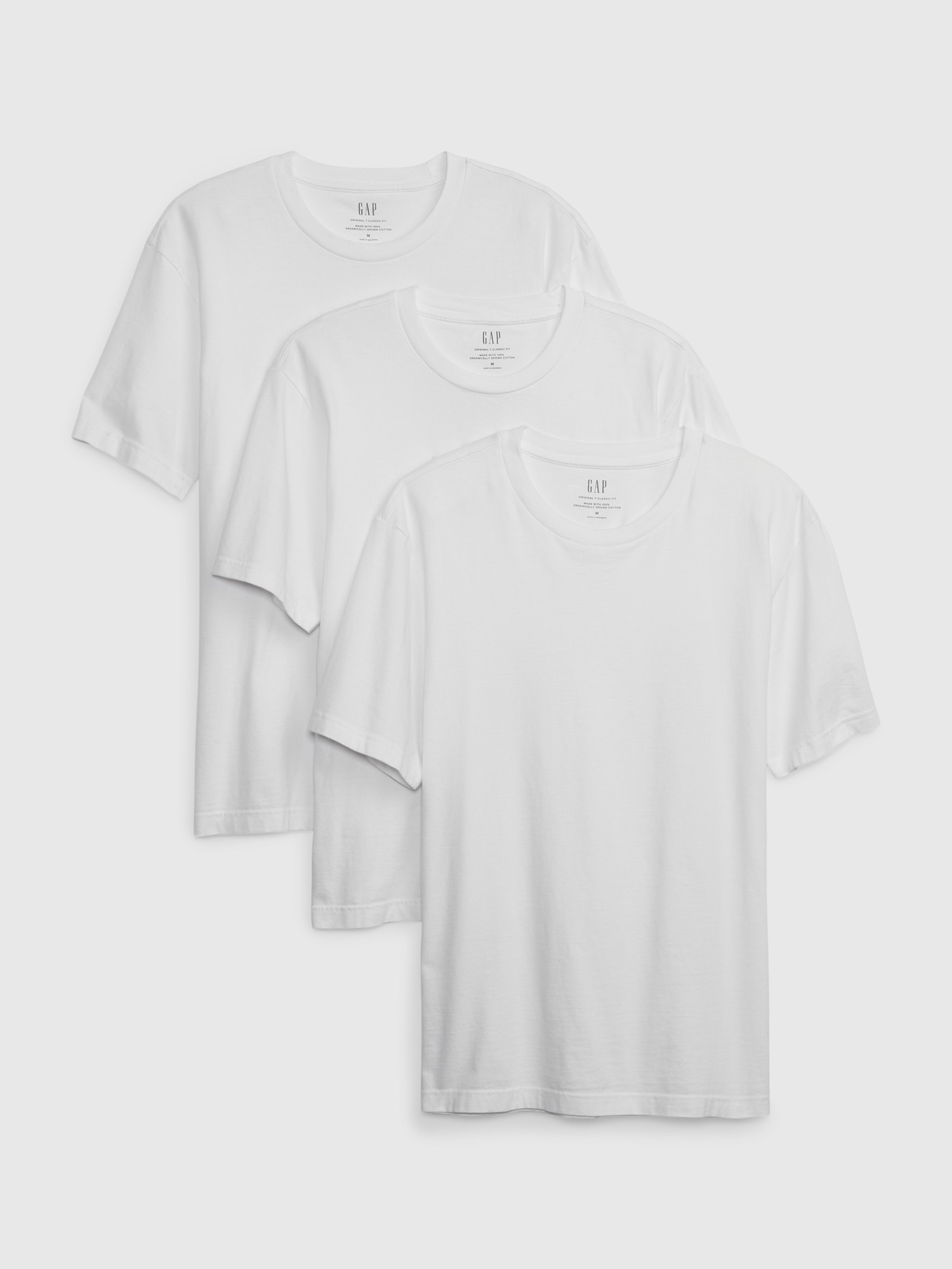 Gap Original Crewneck T-Shirt (3-Pack) white. 1