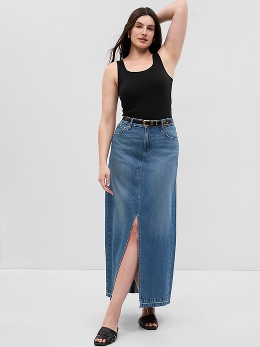 Image number 4 showing, Denim Maxi Skirt with Washwell