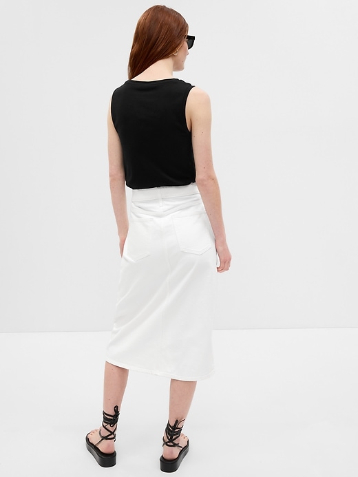Image number 2 showing, High Rise Pencil Denim Midi Skirt with Washwell
