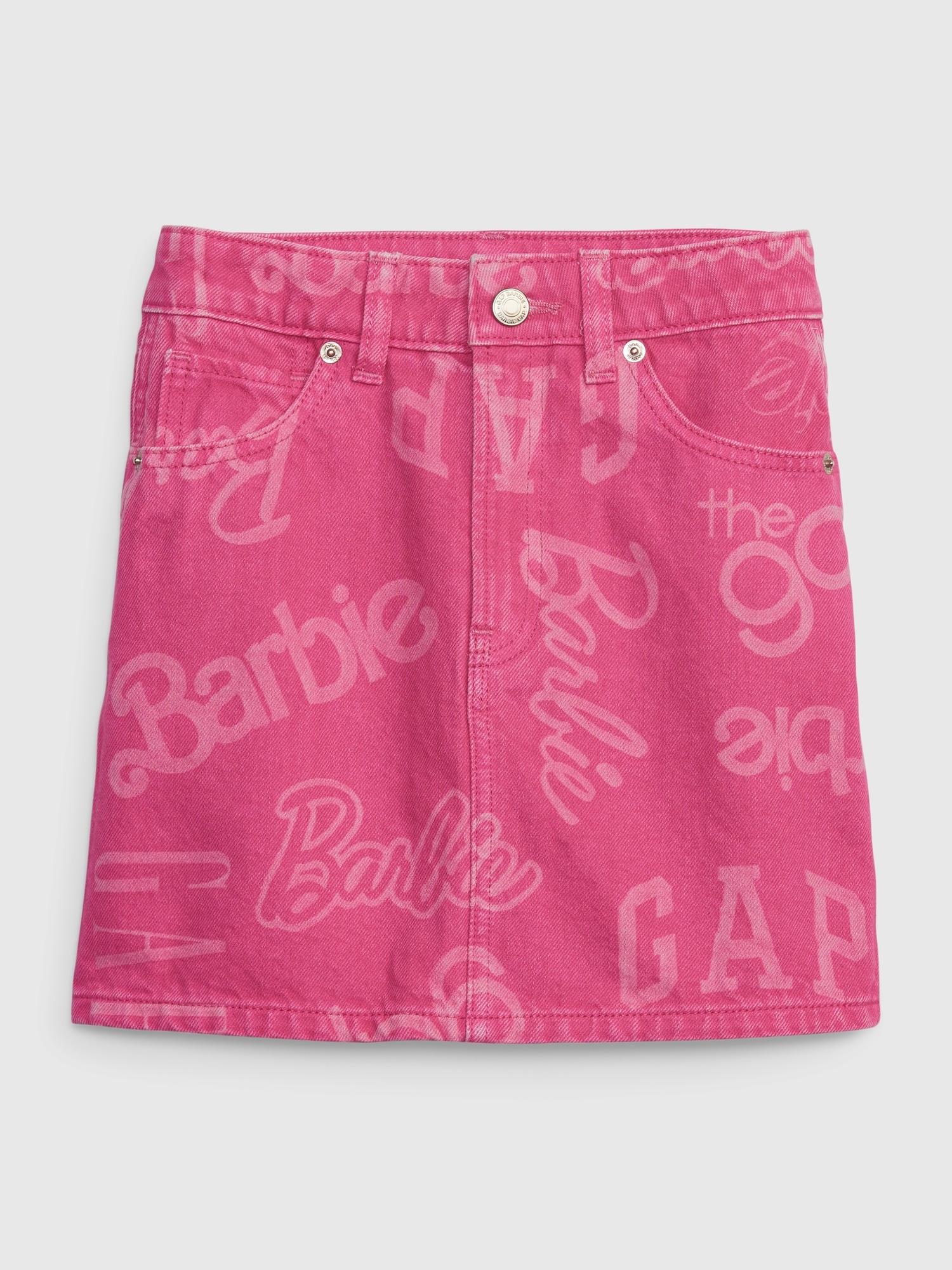 Gap &#215 Barbie&#153 Kids High Rise Logo Denim Skirt pink. 1