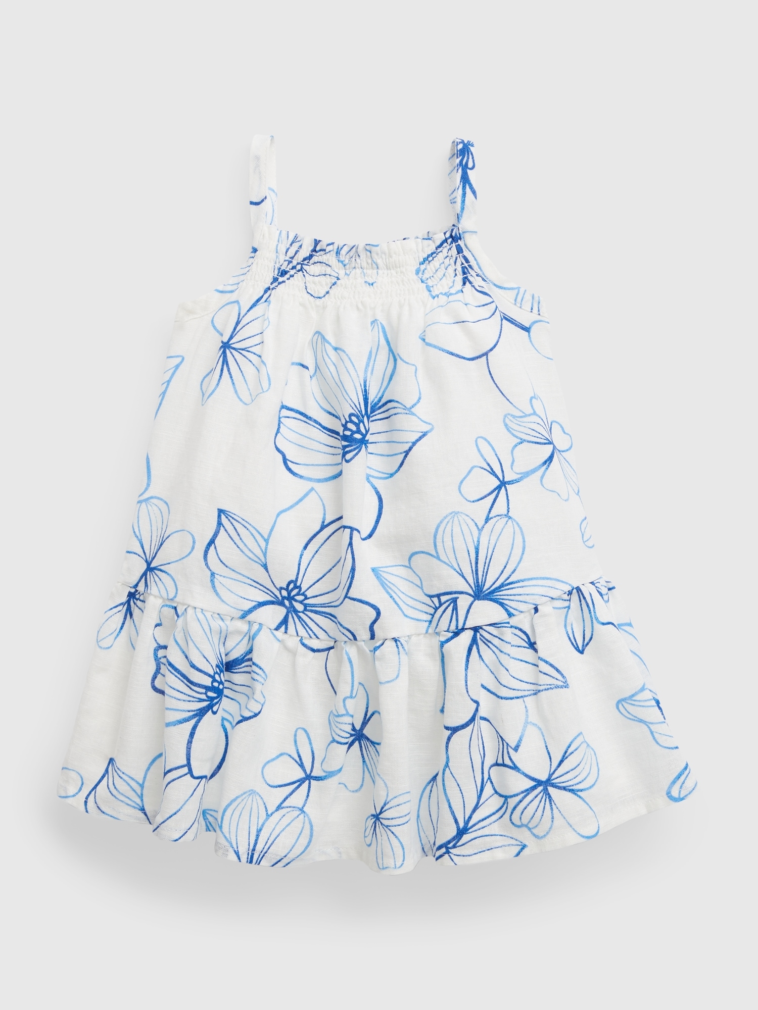Gap Baby Linen-Cotton Smocked Dress multi. 1
