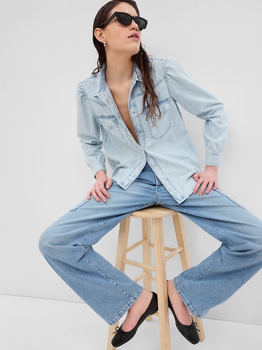 Blue Denim Western Shirt Gap Denim Shirt Womens Fitted Denim