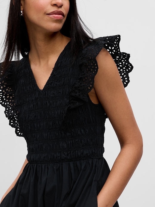 Image number 3 showing, Ruffle Sleeve Smocked Midi Dress