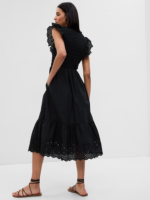 Image number 2 showing, Ruffle Sleeve Smocked Midi Dress