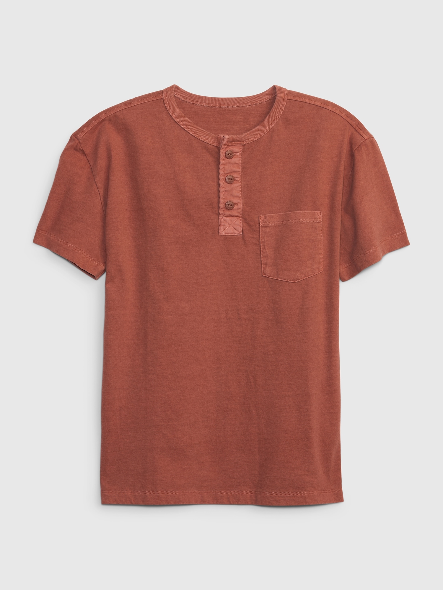 Gap Kids Pocket Henley T-Shirt brown. 1