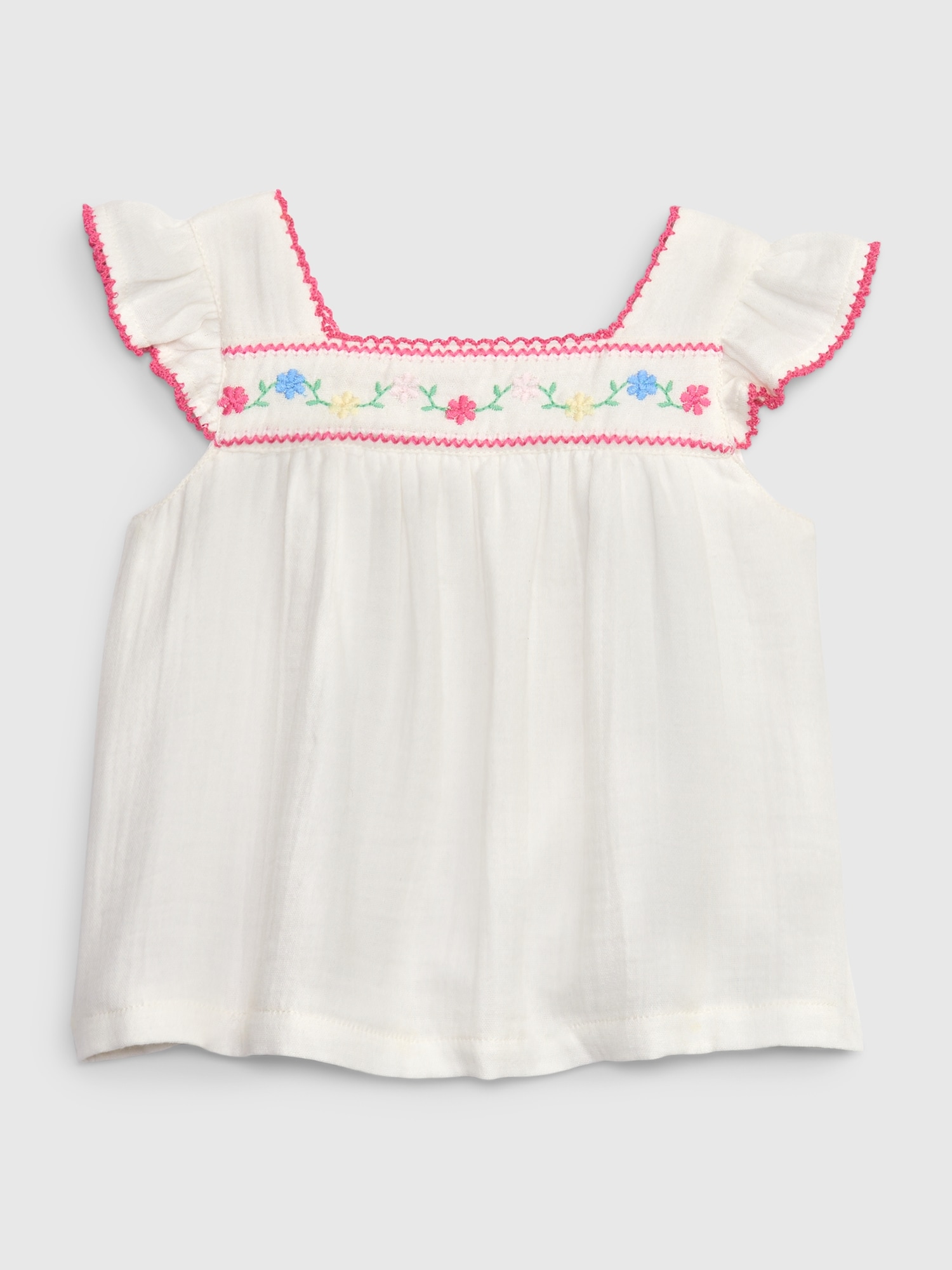 Gap Baby Crinkle Gauze Embroidered Top white. 1